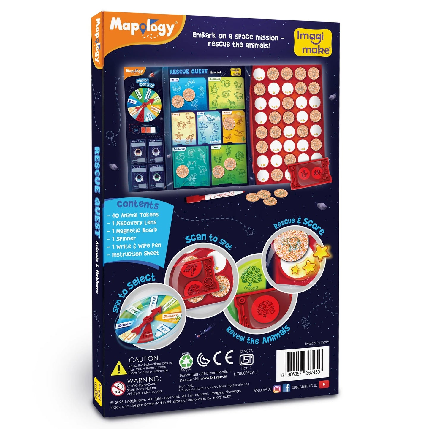 Rescue Quest – Magnetic Animal Habitat Board Game | Spin, Reveal & Rescue Adventure for Kids (Ages 5+)