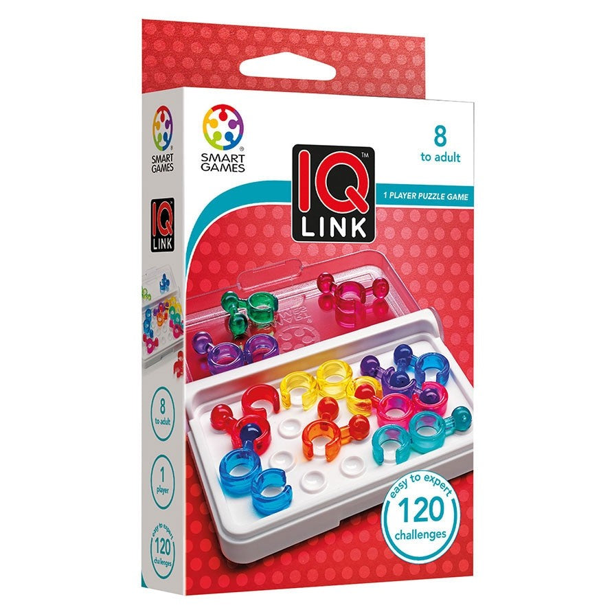 SmartGames IQ Link 🧩 – STEM Travel Game for Kids & Adults | 120 Brain-Boosting Challenges 🧠 | Logic Puzzle for Ages 8+ | Compact, Educationa