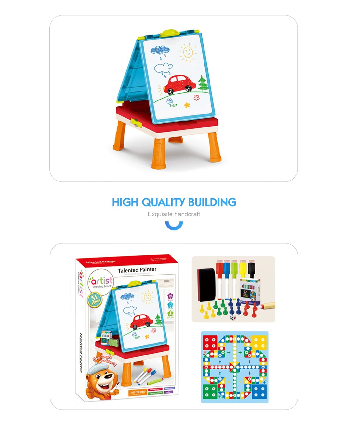 Talented Painter - Double Face Drawing Board For Kids (31 pcs)