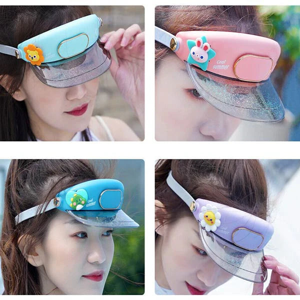🧢 Cooling Fan Hat with Visor | USB Rechargeable | Sun Protection | 3-Speed Bladeless Fan