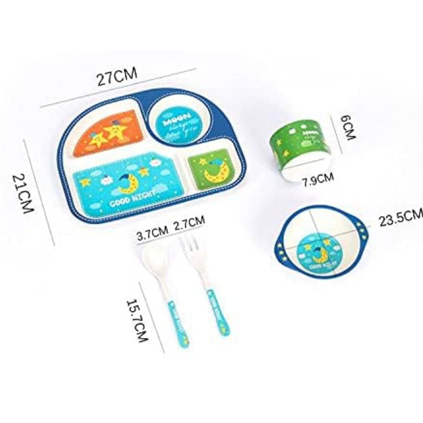 Bamboo Fiber Eco Friendly Dinnerware Plate 5 Pcs Set for Kids