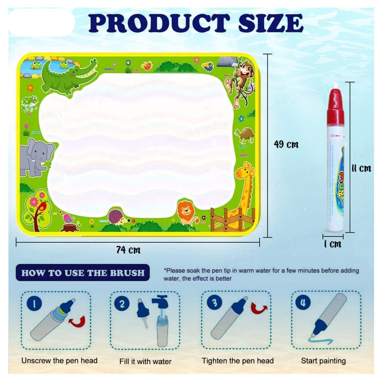 Water Doodle Mat with Rainbow Color Swatches