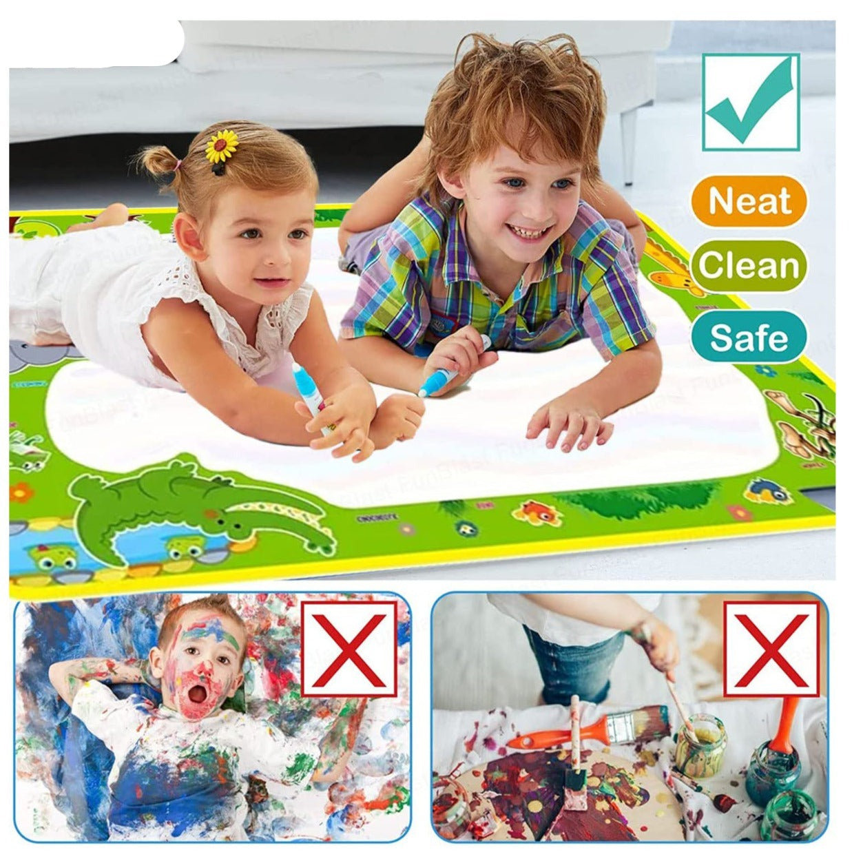 Water Doodle Mat with Rainbow Color Swatches