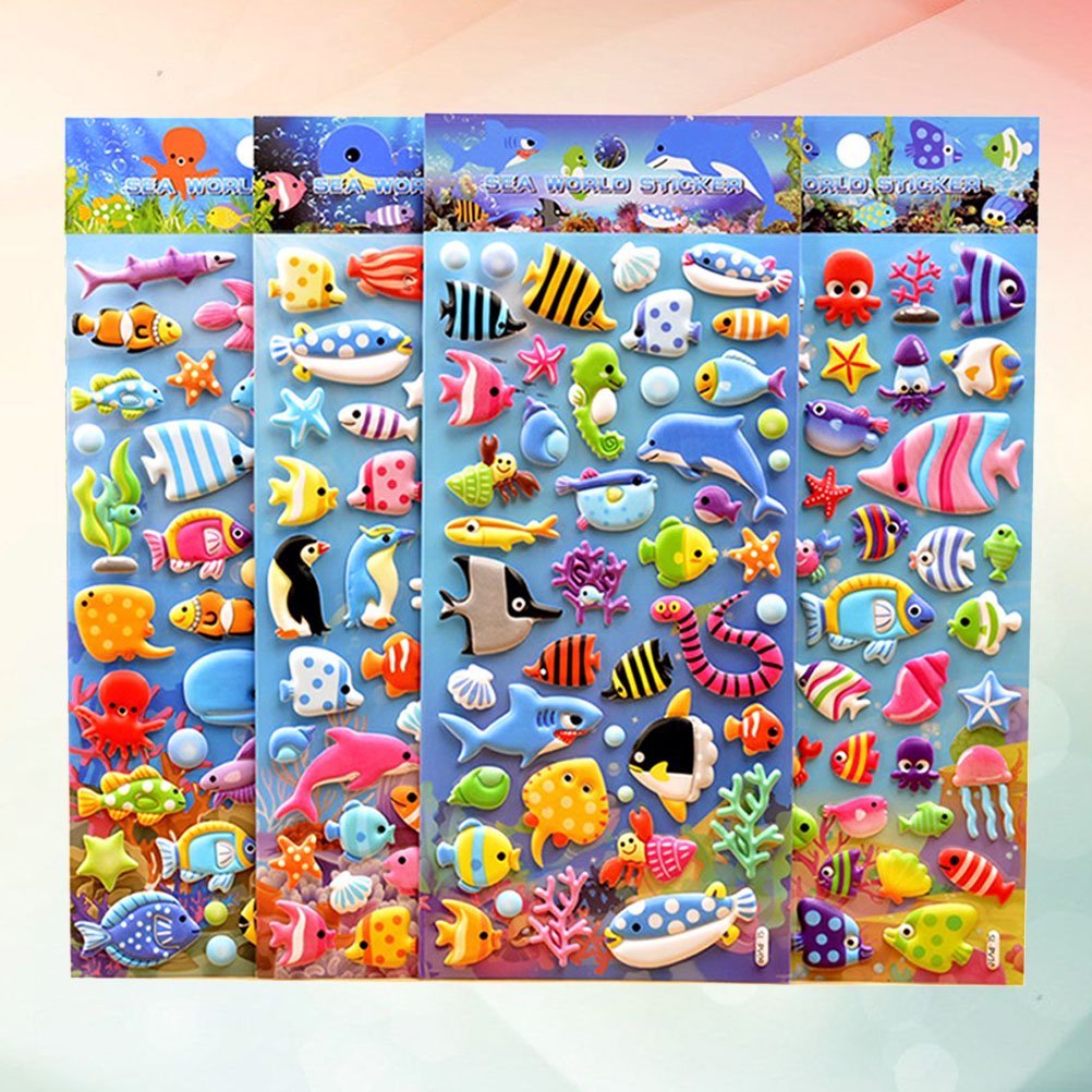Under Sea Animal Puffy Stickers - 4 Different Sheets 200+Stickers