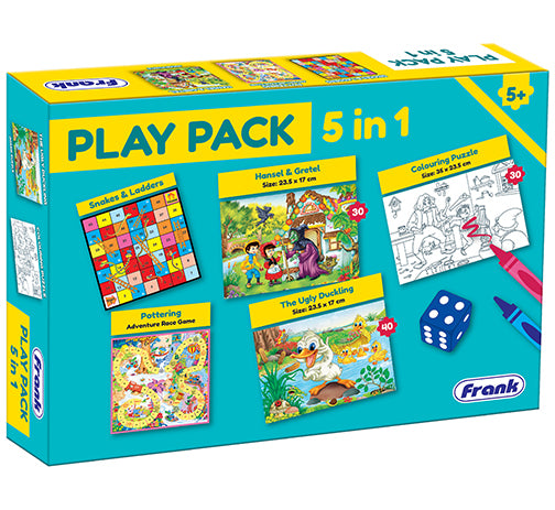 5-in-1 Play Pack for Kids – Jigsaw Puzzles, Coloring Puzzle, Snakes & Ladders & Pottering Board Game Set