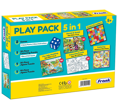 5-in-1 Play Pack for Kids – Jigsaw Puzzles, Coloring Puzzle, Snakes & Ladders & Pottering Board Game Set