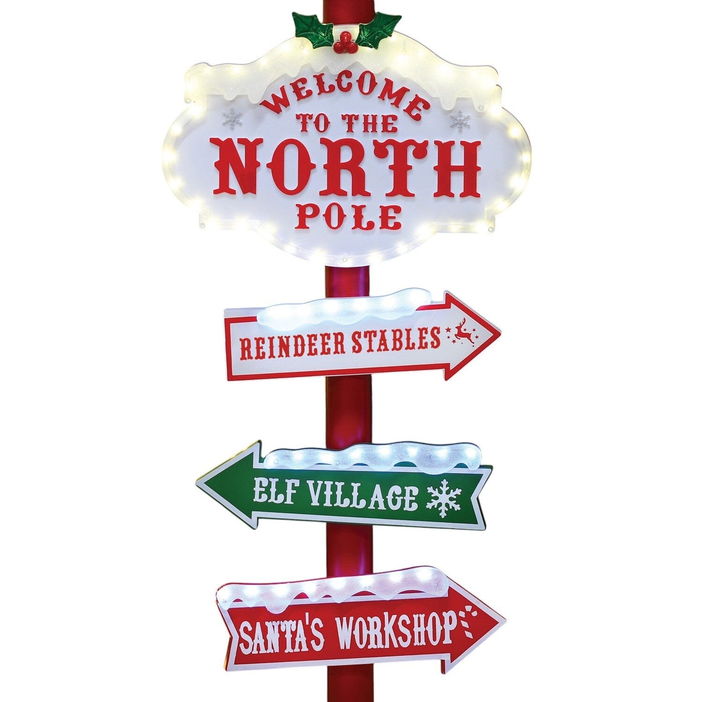Light-Up North Pole Signpost