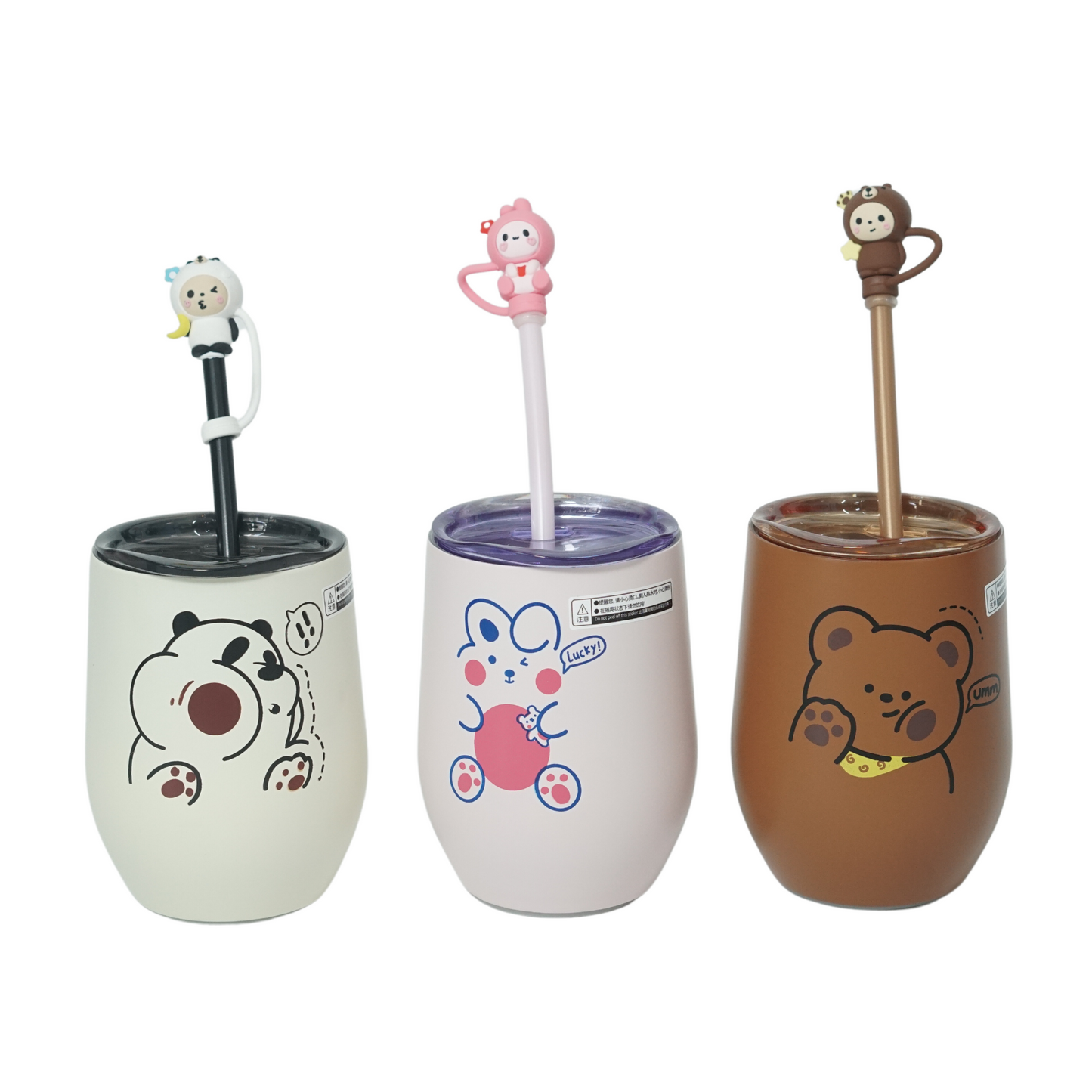 Stylish Insulated Milk Drinking Mug with Straw for Kids - 280 ML