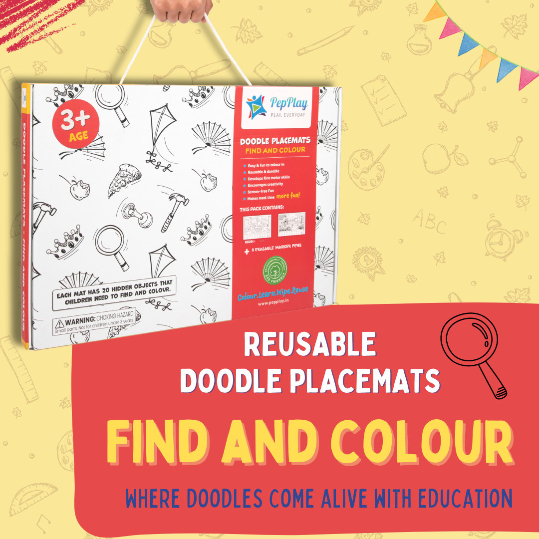 PEPPLAY DOODLE PLACEMATS- FIND & COLOUR