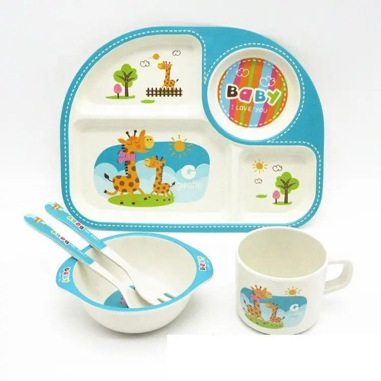 Bamboo Fiber Eco Friendly Dinnerware Plate 5 Pcs Set for Kids