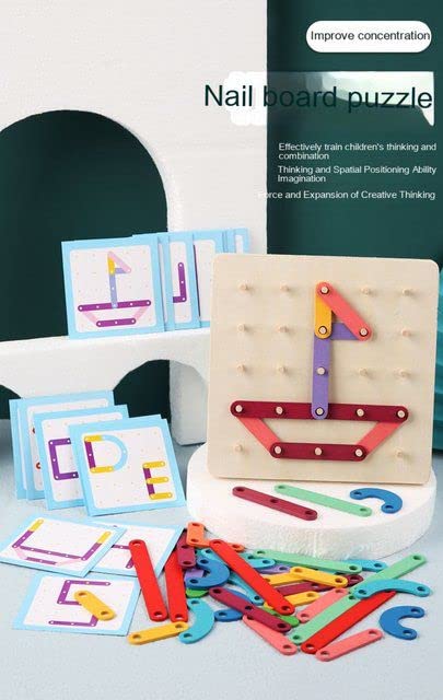 🔨 Montessori Nail Board Toy – 🧩 Wooden Puzzle with 🪵 Cork Board & Hammer