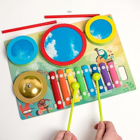🎵 Kids Musical Instruments Set – Wooden Drum, Xylophone & Bell