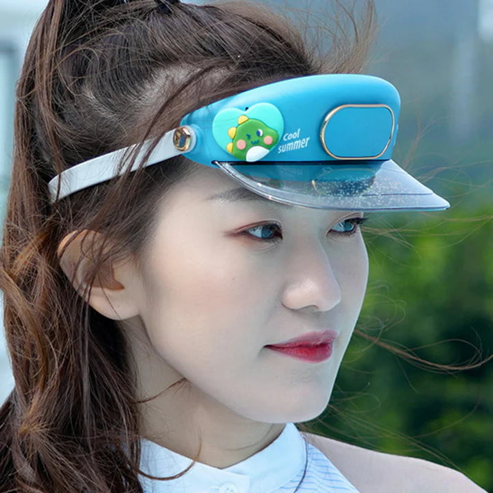 🧢 Cooling Fan Hat with Visor | USB Rechargeable | Sun Protection | 3-Speed Bladeless Fan