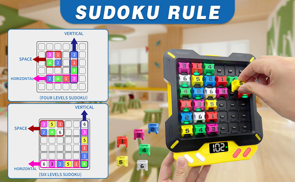 Smart Sudoku Puzzle Game – Electronic 4-in-1 Brain Teaser Console for Kids & Adults 🎮 | 3500+ Logic Challenges 🧩 | STEM Learning Toy | Portable Travel Puzzle Gift for Ages 4+