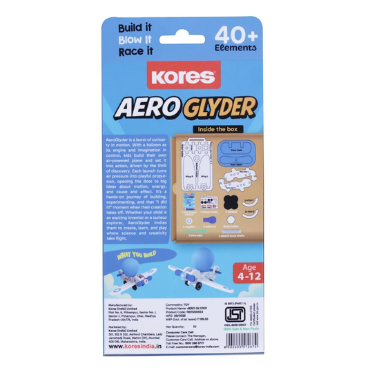 Kores Aero Glyder DIY Balloon Powered Airplane Toy for Kids (4–12 Years)