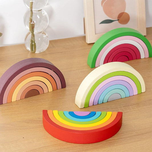 Rainbow Wooden Blocks Stacking
