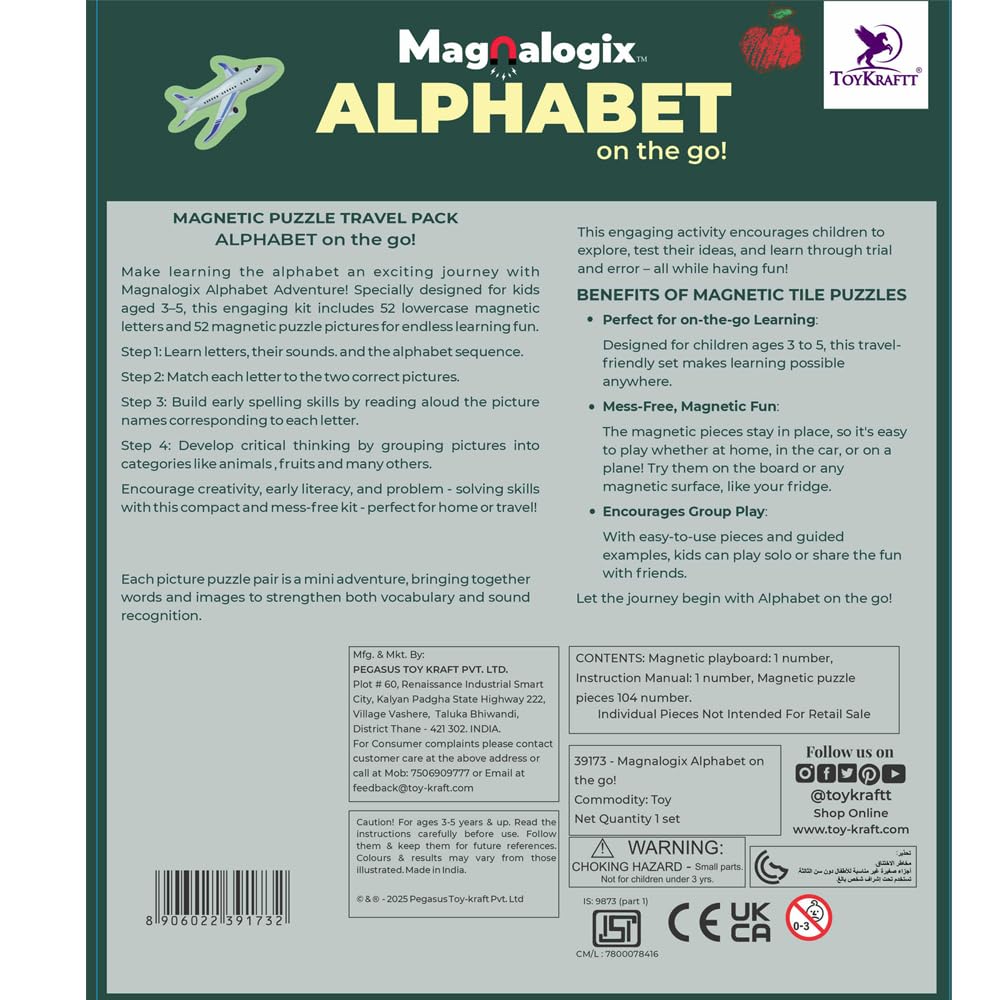 Magnalogix On-the-Go Learning Kit – Alphabet & Phonics Magnetic Sets for Kids (Ages 3–6)