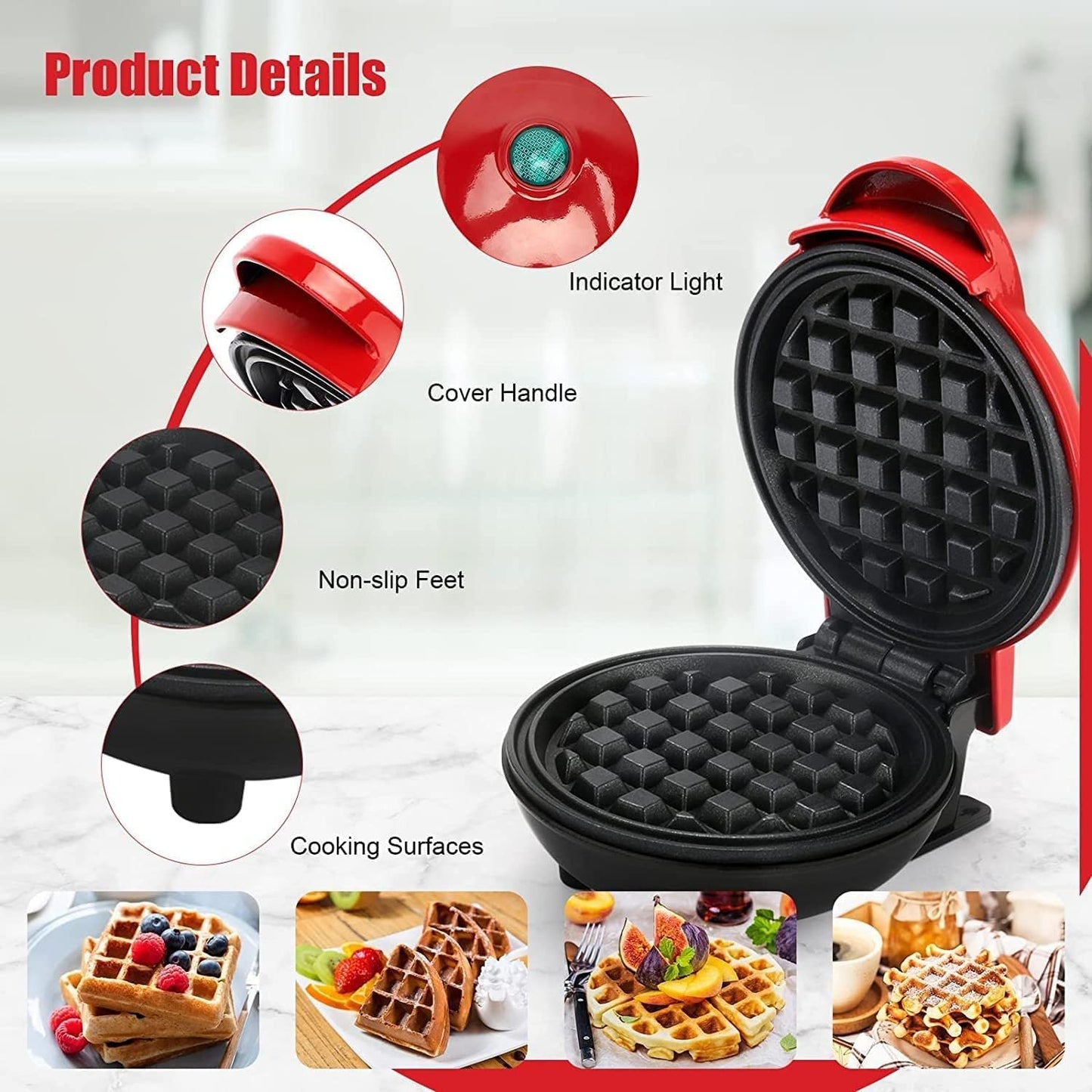 Mini Waffle Maker ๐ง โ Compact, Non-Stick, 350W | Perfect for Home, Dorm & Travel ๐๏ธ