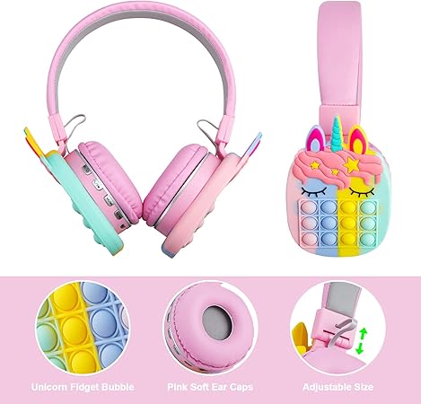 π¦ Kids Bluetooth Headphones β Safe Volume, Pop It Headband, Wireless & Wired
