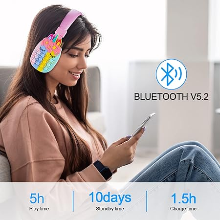π¦ Kids Bluetooth Headphones β Safe Volume, Pop It Headband, Wireless & Wired