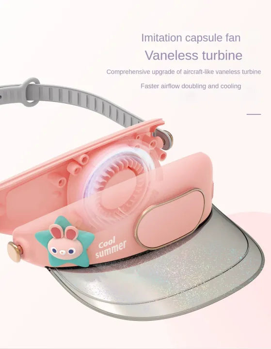 🧢 Cooling Fan Hat with Visor | USB Rechargeable | Sun Protection | 3-Speed Bladeless Fan