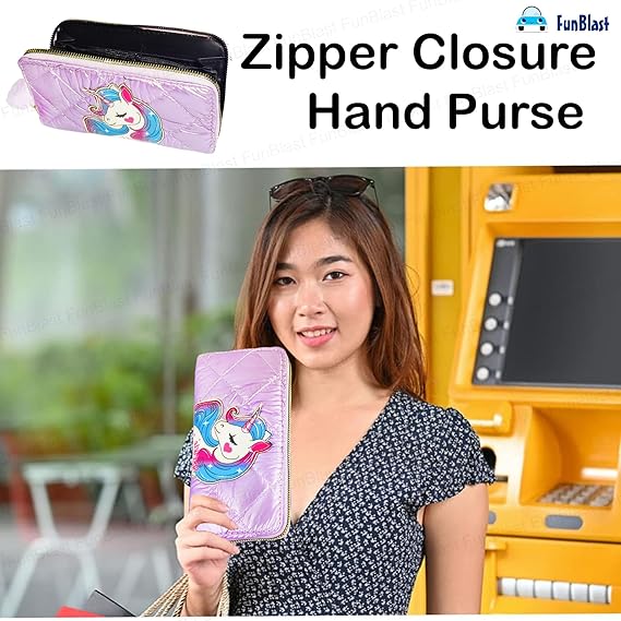 Unicorn Wallet for Girls & Women – Lightweight Zipper Hand Purse |