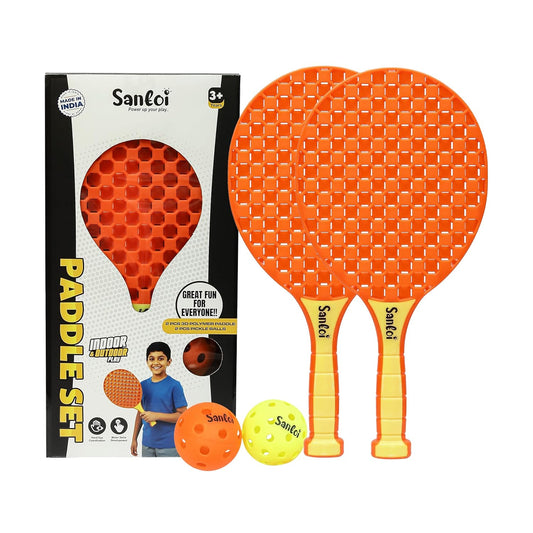 Paddle Ball Game Set with 2 Balls, Indoor Outdoor Play Set for Kids 3+ Years