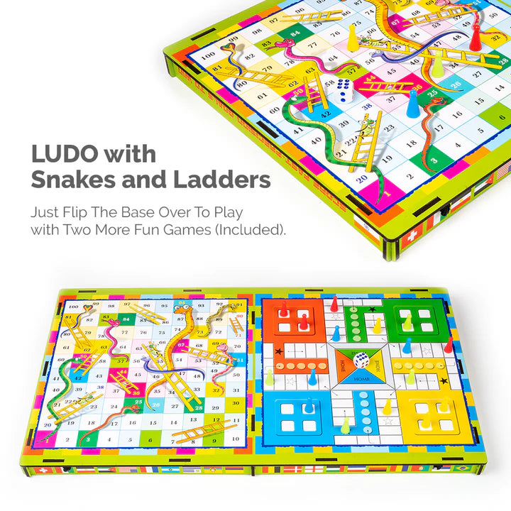 Sling Football 4-in-1 Board Game for Kids – Includes Ludo, Snake & Ladders, Striker Soccer Game & Classic Board Fun