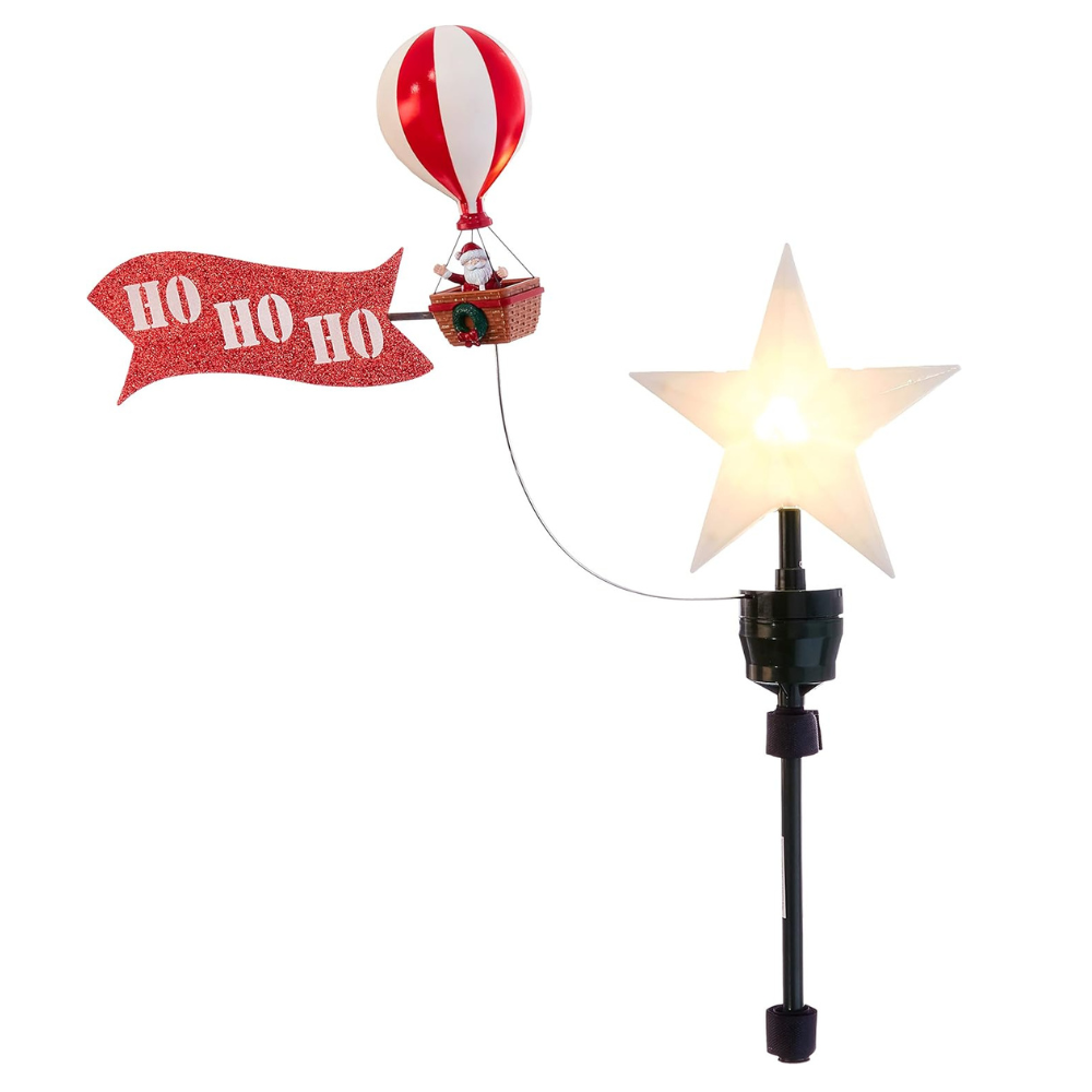 Mr. Christmas Animated Santa's hot Air Balloon Tree Topper with Banner