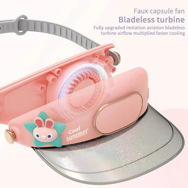 🧢 Cooling Fan Hat with Visor | USB Rechargeable | Sun Protection | 3-Speed Bladeless Fan