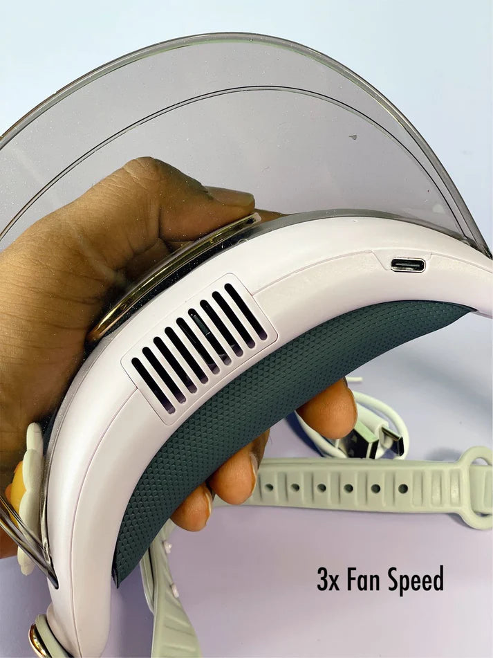 🧢 Cooling Fan Hat with Visor | USB Rechargeable | Sun Protection | 3-Speed Bladeless Fan