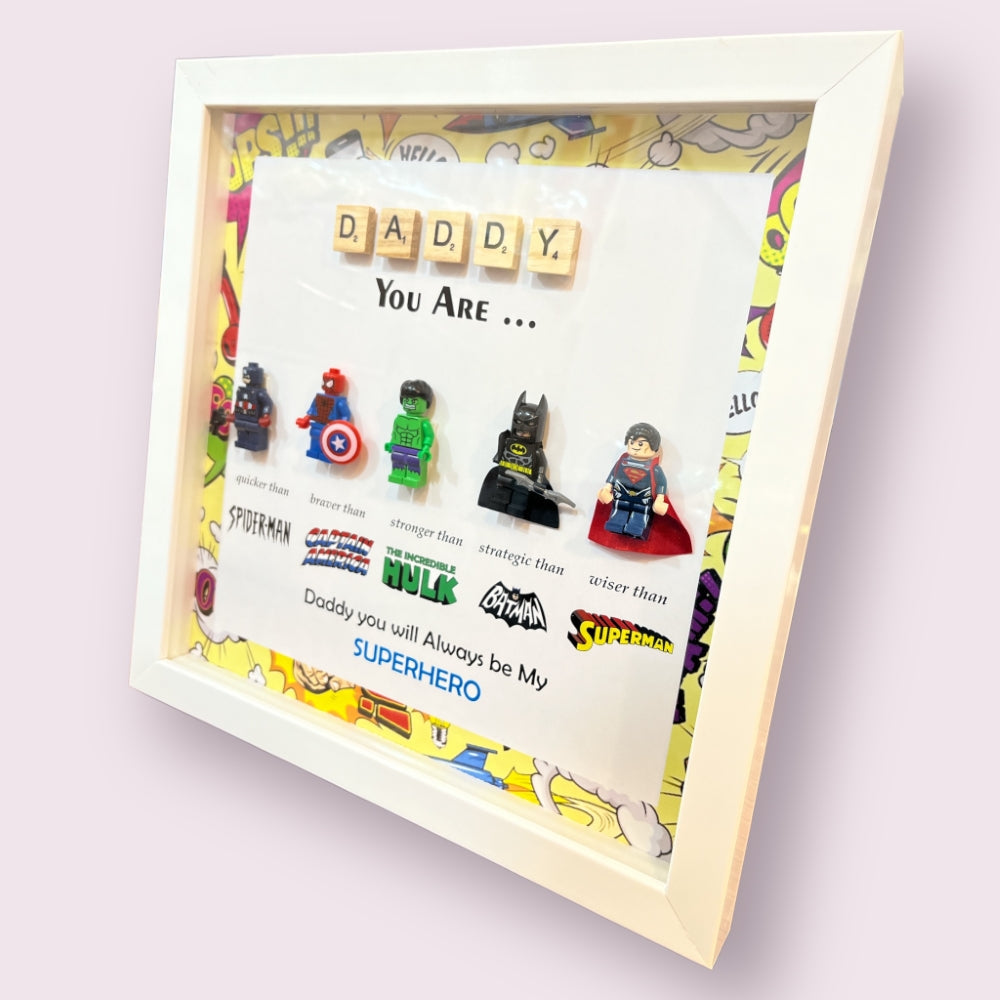 Daddy's 3D Lego Superhero Shadow Box Frame (5 Legos)