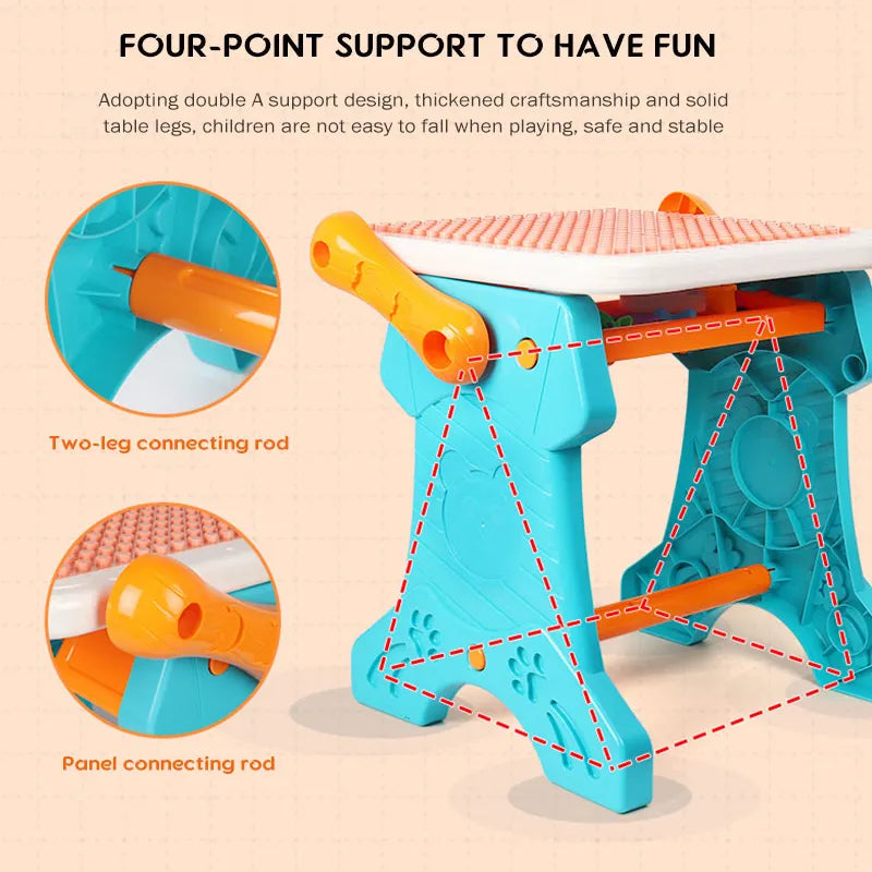 2 in 1 DIY Building Blocks Table and Drawing Table