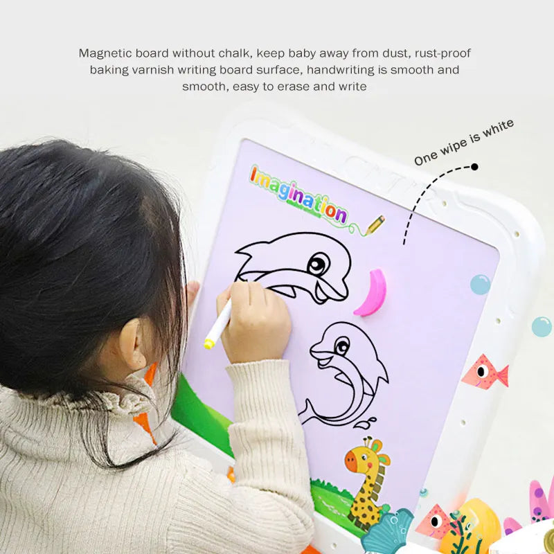 2 in 1 DIY Building Blocks Table and Drawing Table