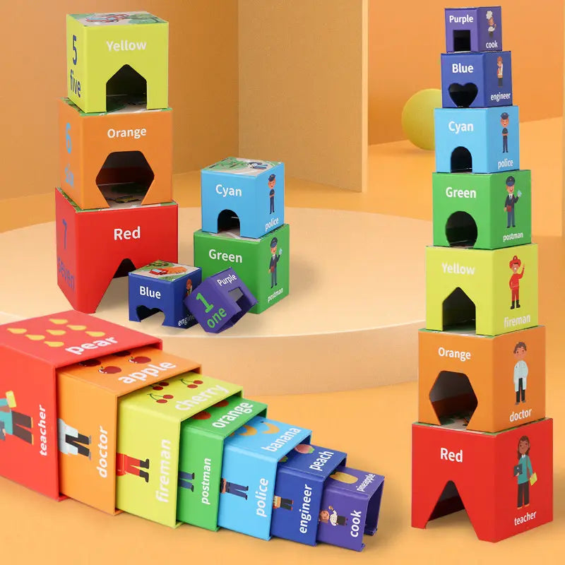 Early Education Montessori Rainbow Number Stacking Learning Box Set