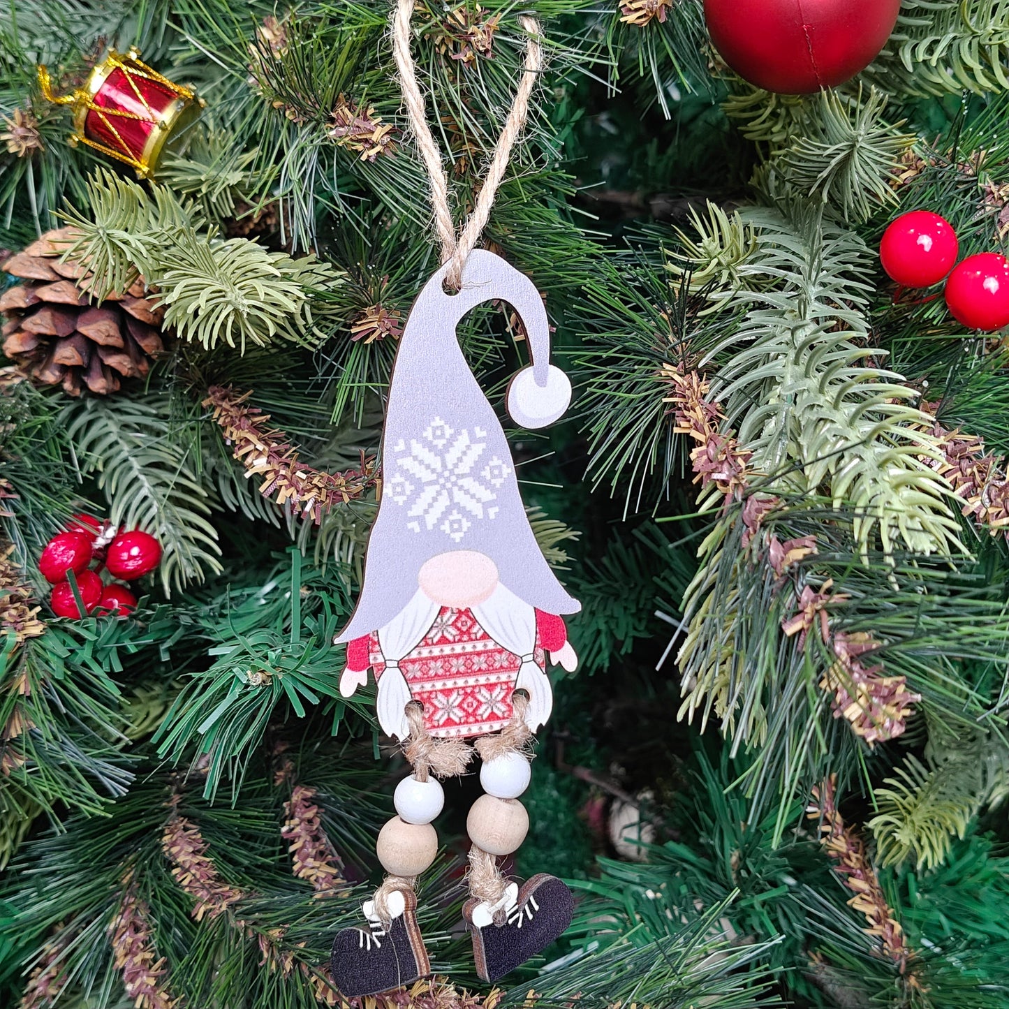 Woodland Grey Cap Gnome Ornament