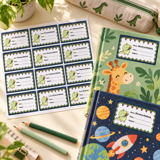 Personalised Book Name Labels for Kids | Little Dino