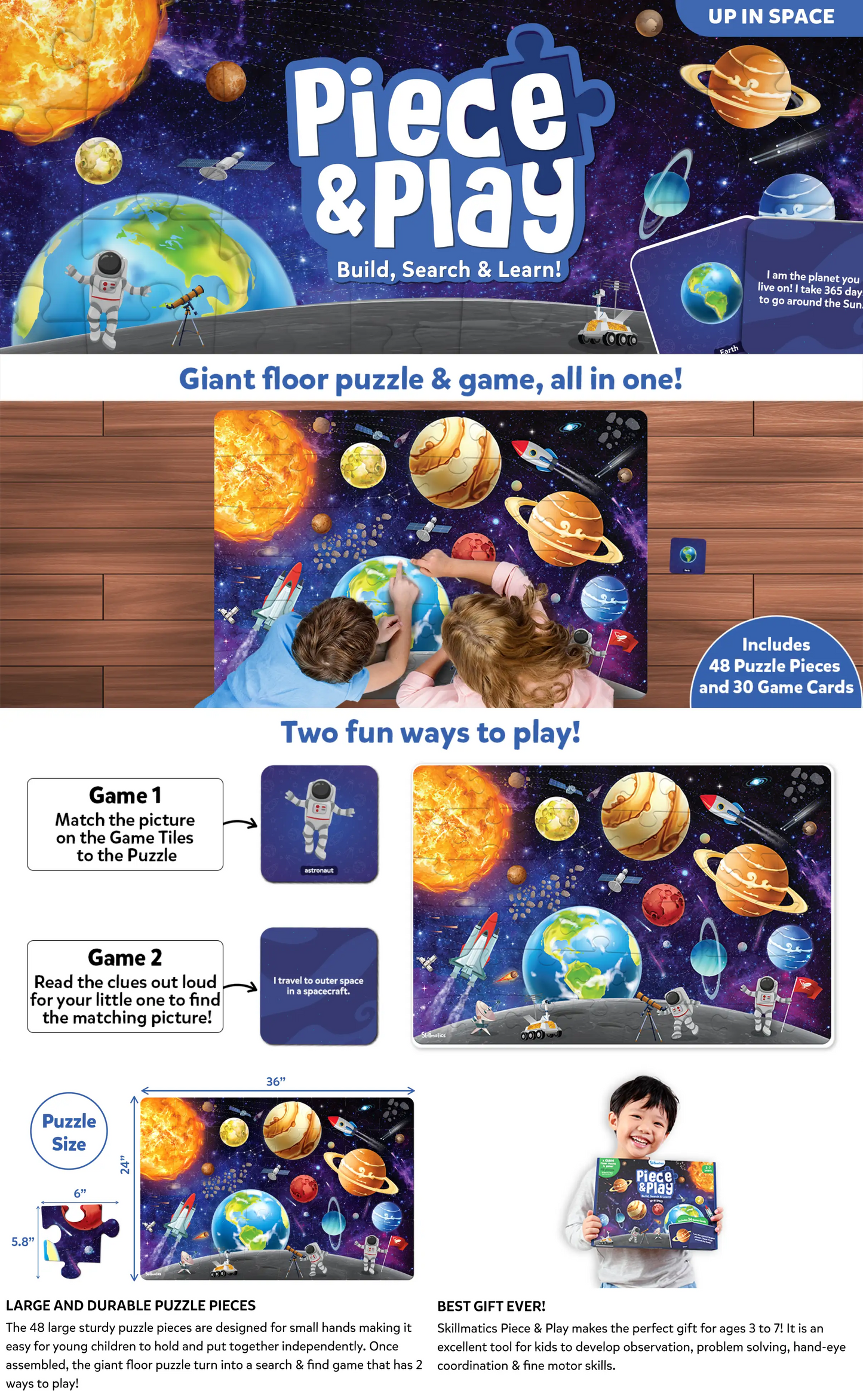 Piece & Play: Up In Space Floor Puzzle & Game (ages 3-7)