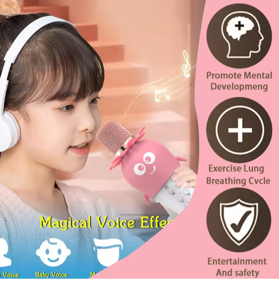 Wireless Bluetooth Microphone Handheld with LED Lights