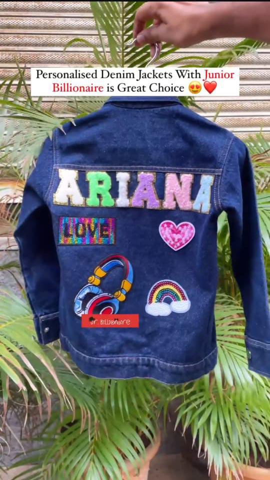 🧥✨ Personalized Kids’ Denim Jackets – Custom Name Patch Style