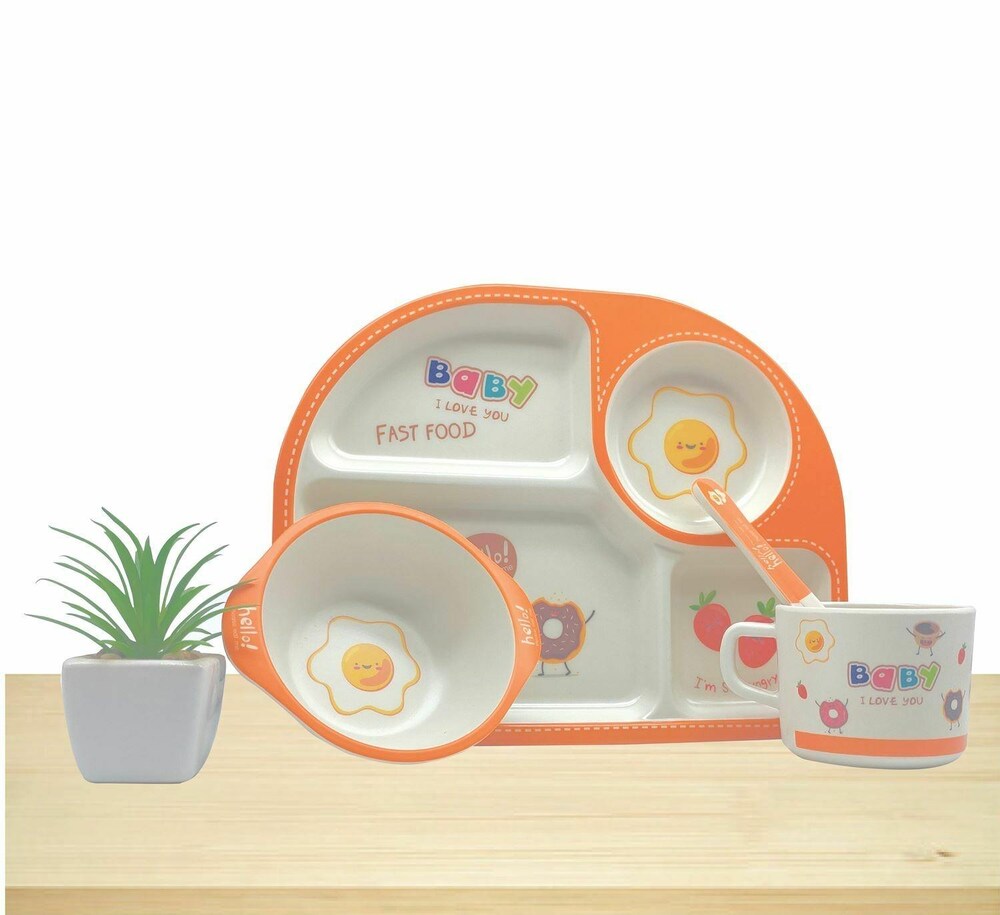 Bamboo Fiber Eco Friendly Dinnerware Plate 5 Pcs Set for Kids