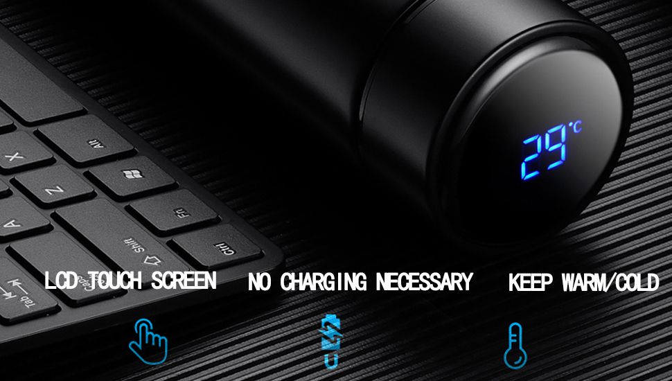 Water Bottle with LED Temperature Display - 500 ml