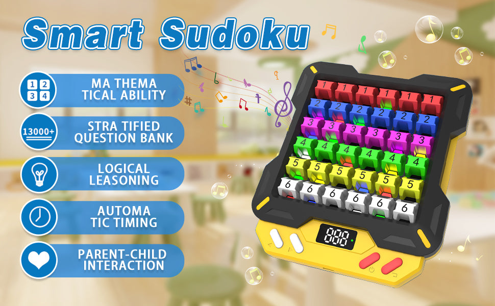 Smart Sudoku Puzzle Game – Electronic 4-in-1 Brain Teaser Console for Kids & Adults 🎮 | 3500+ Logic Challenges 🧩 | STEM Learning Toy | Portable Travel Puzzle Gift for Ages 4+