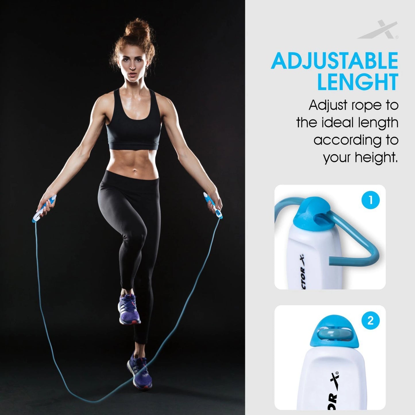 Freestyle Skipping Rope (White, Blue, Length: 280 cm)