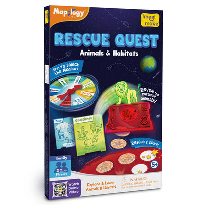 Rescue Quest – Magnetic Animal Habitat Board Game | Spin, Reveal & Rescue Adventure for Kids (Ages 5+)