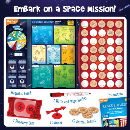 Rescue Quest – Magnetic Animal Habitat Board Game | Spin, Reveal & Rescue Adventure for Kids (Ages 5+)