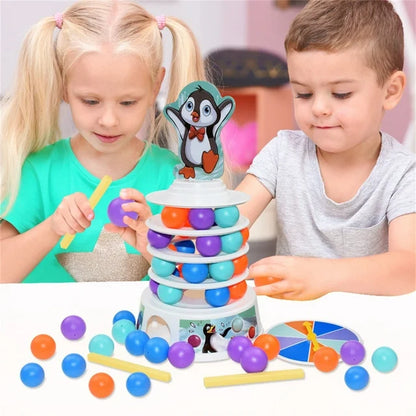 Penguin Skiing Tower Stacking Fun Board Game