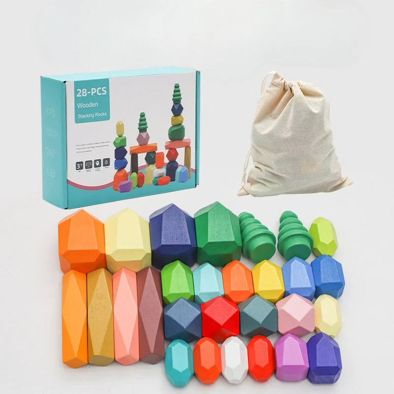 28 Pcs Nordic Wooden Stacking Stones