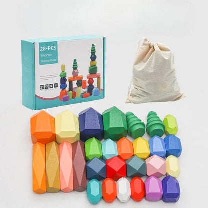 28 Pcs Nordic Wooden Stacking Stones