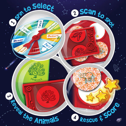 Rescue Quest – Magnetic Animal Habitat Board Game | Spin, Reveal & Rescue Adventure for Kids (Ages 5+)
